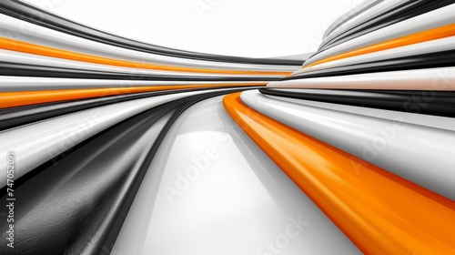 Dynamic 3d abstract background with bright black and vibrant orange color palette