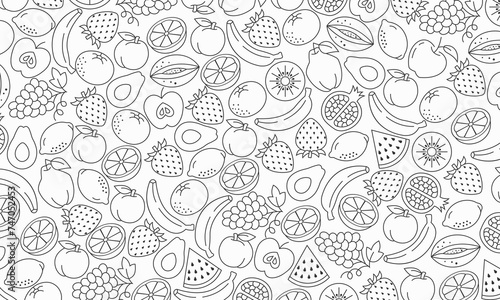 Vector fruits pattern. Fruits seamless background