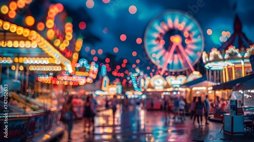 Night Carnival Rides with Psychedelic Color and Blur