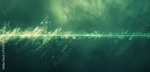 A bright neon line on a textured green background.