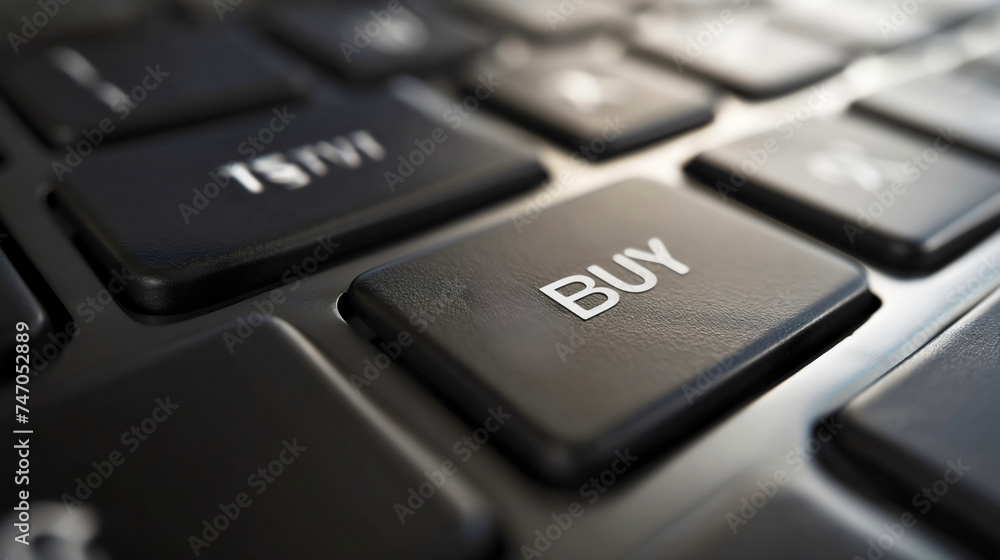 Closeup of the text buy on the black laptop, notebook or computer keyboard device. E-commerce business model concept, online buying and purchasing, consumer or customer marketing Closeup of the text buy on the black laptop, notebook or computer keyboard device. E-commerce business model concept, online buying and purchasing, consumer or customer marketing
