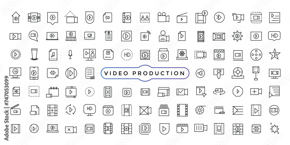 Simple Set of Video Production Related Vector Line Icons. It contains thin Icons Vector illustration. Simple Set of Video Production Related Vector Line Icons. It contains thin Icons Vector illustration.