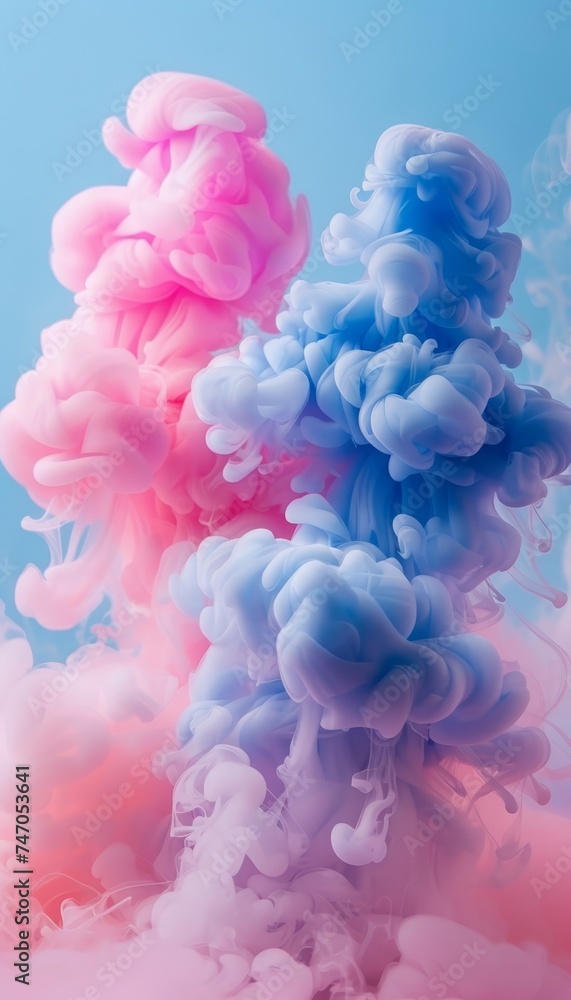 Obraz premium Blue smoky abstract background with elegant swirling patterns for designs and artistic concepts.