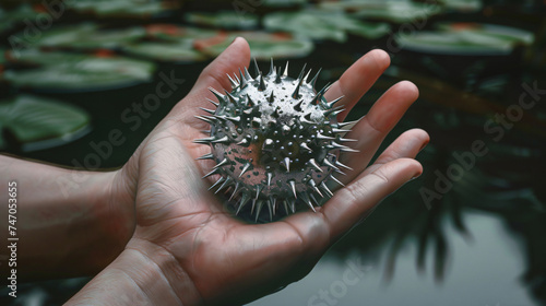 Thorny magnetic massage ball for hand.