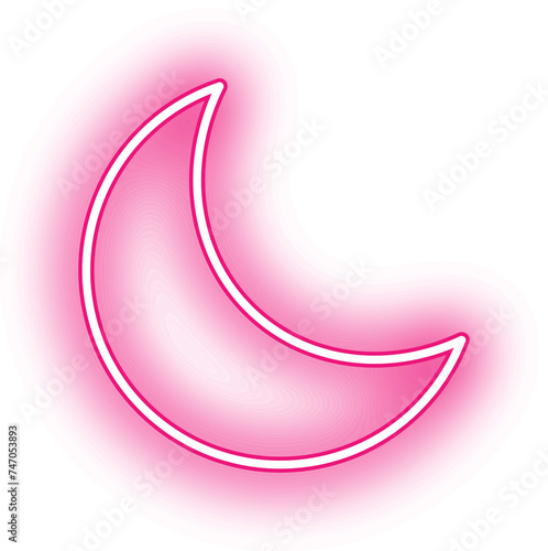 neon half moon, crescent moon sign for decoration