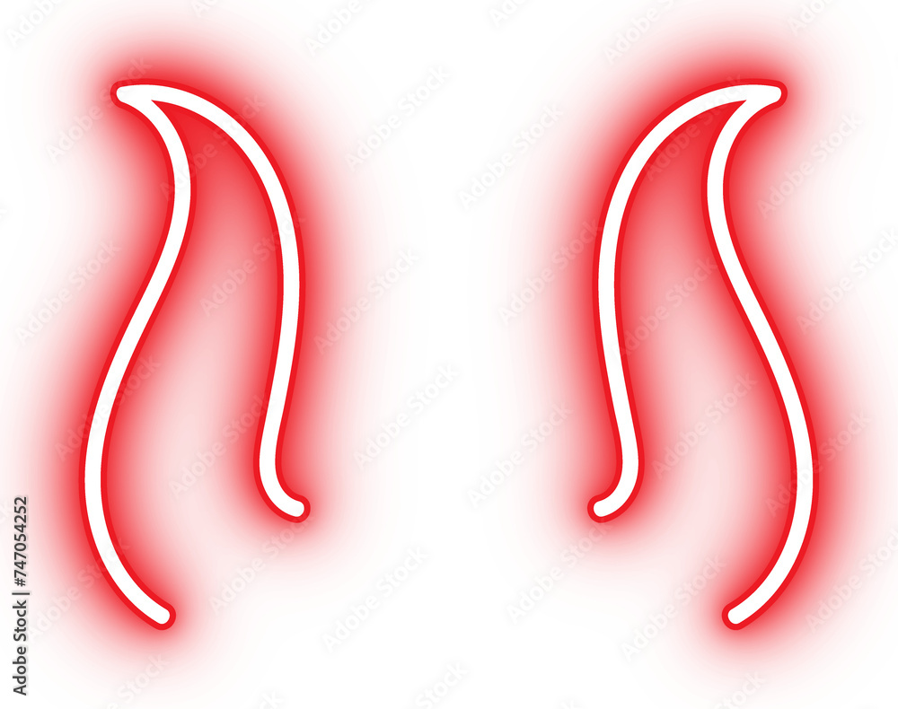 Neon red devil horns for neon party, Halloween, Christmas decoration, new year party. Neon red devil horns for neon party, Halloween, Christmas decoration, new year party.