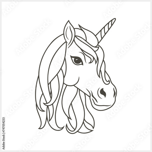 Silhouette unicorn Dream Big horse Magical animal Fairytale amazing wonderland. Tattoo Sketch Vector stock illustration EPS 10