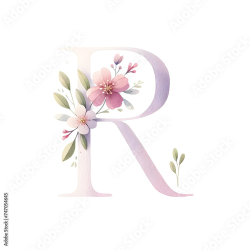 Letter R with flower