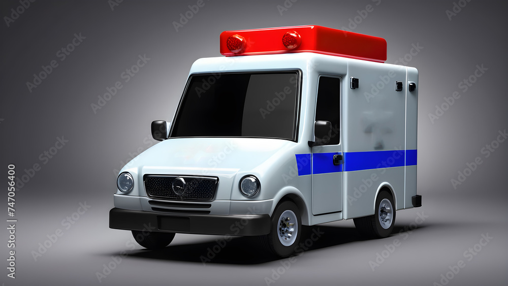 a cartoon character with happy face funny ambulance on black background. a cartoon character with happy face funny ambulance on black background.