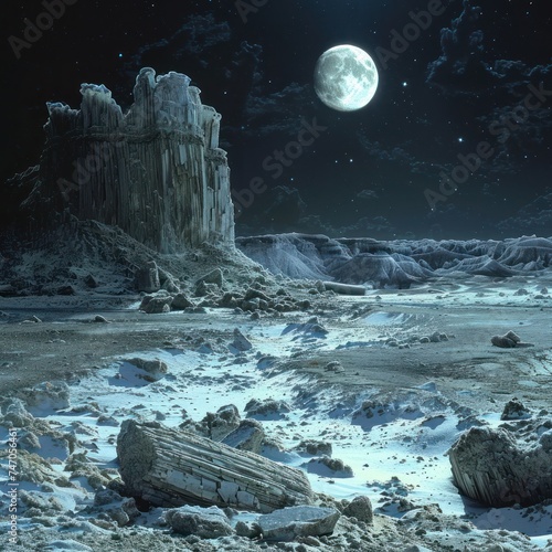 Petrified forest, Gorgon's curse aftermath, moonlit night adds to the chill