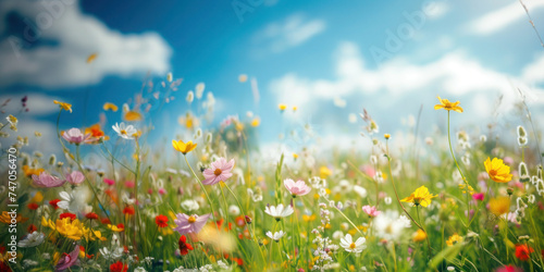 Colourful meadow flowers in spring