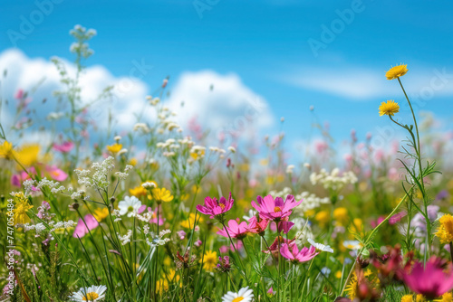 Colourful meadow flowers in spring