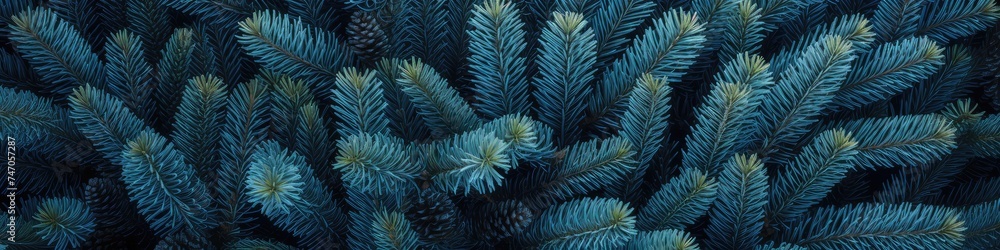 Christmas Tree Background with Natural Colorado Blue Spruce Twigs, Lush Coniferous Pattern Christmas Tree Background with Natural Colorado Blue Spruce Twigs, Lush Coniferous Pattern