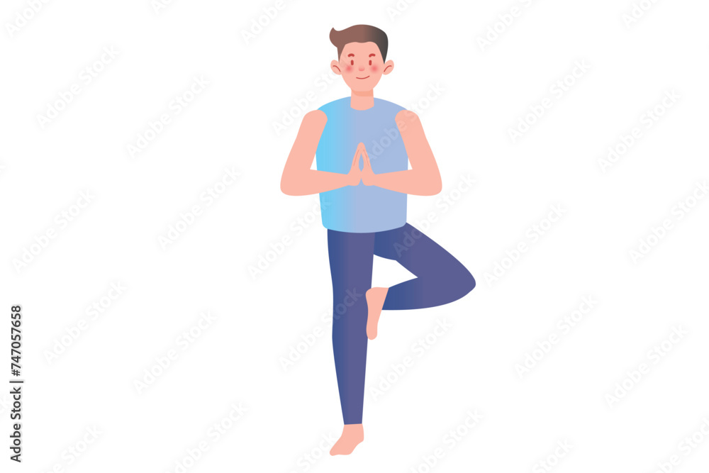 Man in Blue is Performing Yoga Exercises | Yoga Activity