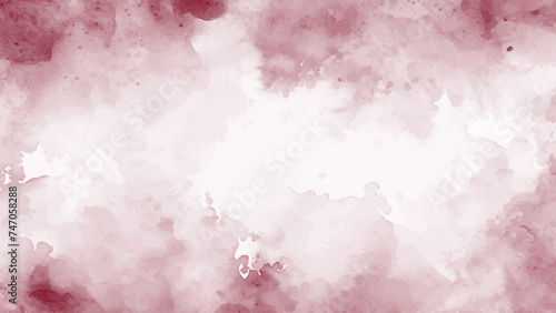 Watercolor burgundy abstract background. Watercolour maroon splash texture. Vector watercolour pattern.