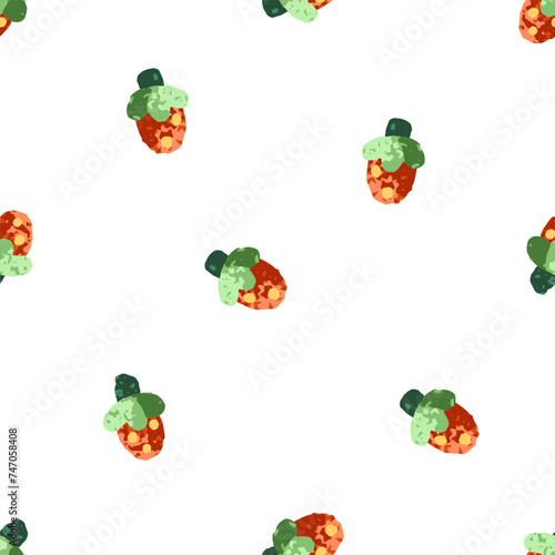 Berries, seamless pattern. Wild strawberries, summer fruits, endless texture,...