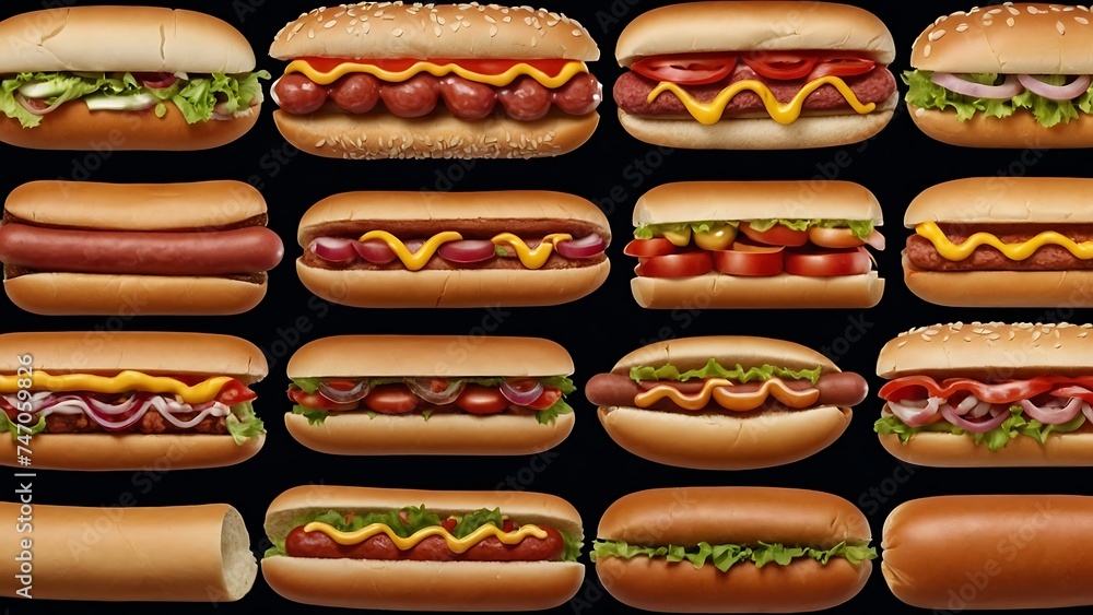 Hot dog topped with mustard and ketchup on a bun, so delicious Hot dog topped with mustard and ketchup on a bun, so delicious