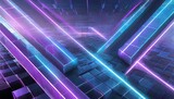 Cyber Spectrum: Abstract 3D Geometric Shapes in Blue and Lilac with Neon Accents
