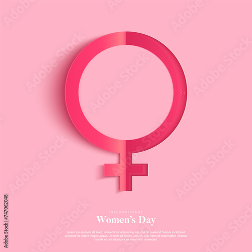 International women's day poster. Woman sign. Origami design template. Happy Mother's Day. Eps10 vector illustration with place for your text.   © plasteed