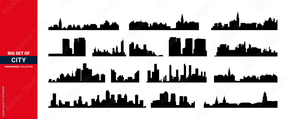 city skylines design. Set of vector cities silhouette