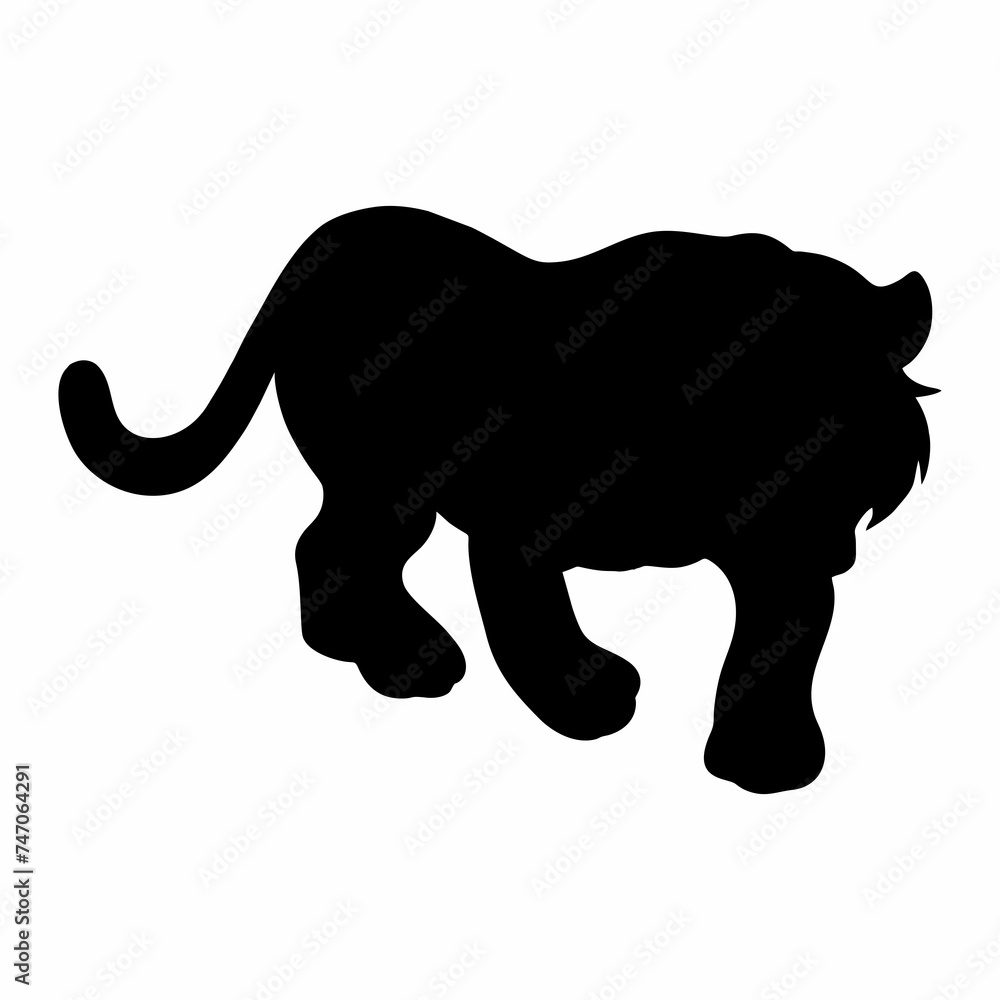 silhouette of a black tiger jumping