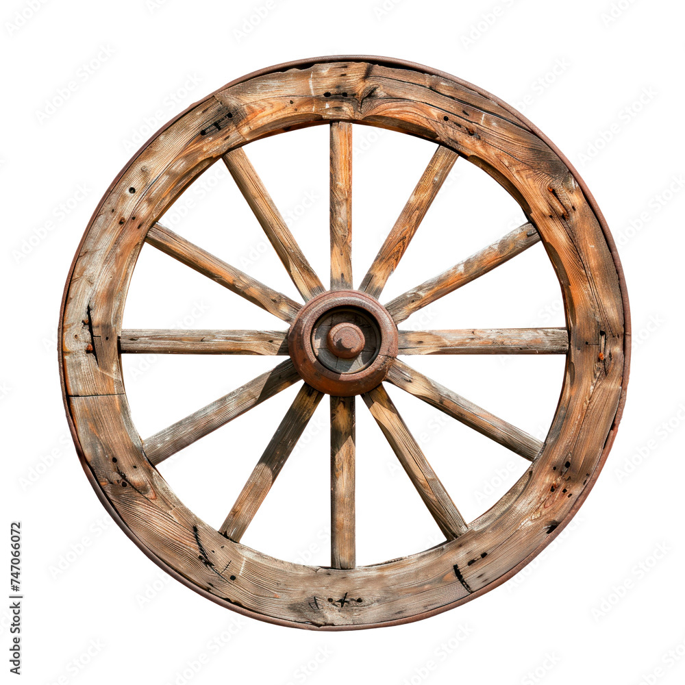 Old wooden wheel. Isolated on transparent background. Old wooden wheel. Isolated on transparent background.
