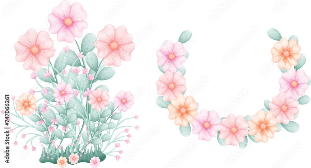 Hand-Drawn Watercolor flower Clipart: Create Beautiful Floral Designs with Ease