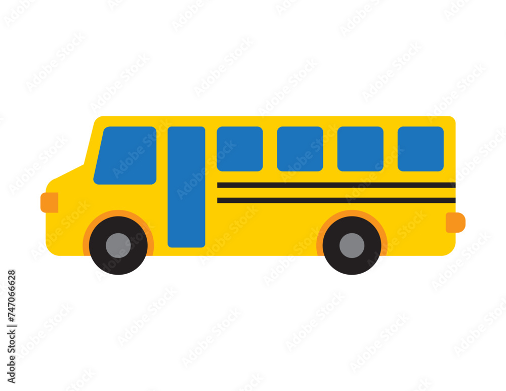 school bus illustration for coloring book template, school bus for kid worksheet printable