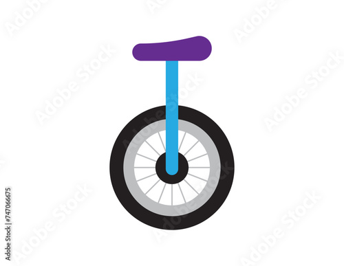 unicycle illustration for coloring book template, one wheel unicycle for kid worksheet printable