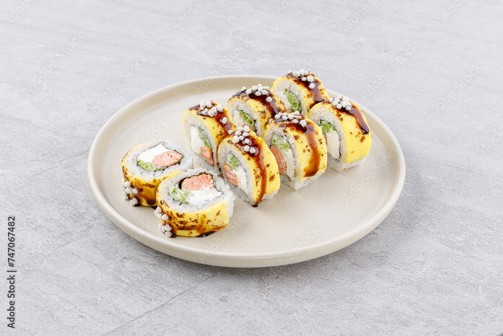 cheese rolls with grilled salmon for the food delivery website