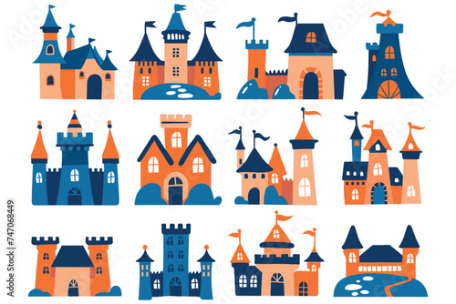 castle collection flat style isolated on background