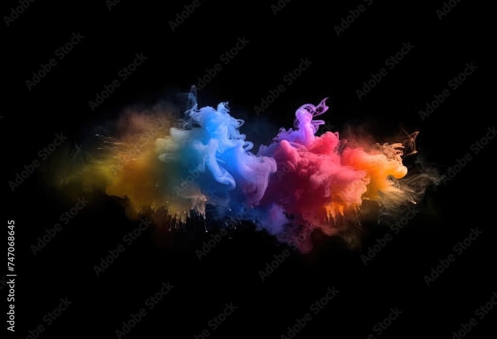 Colorful Paint Splashes on a Black Background