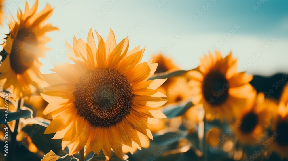 Golden sunflowers in a vast field under the sun s gaze, tracking its path across the horizon. Golden sunflowers in a vast field under the sun s gaze, tracking its path across the horizon.