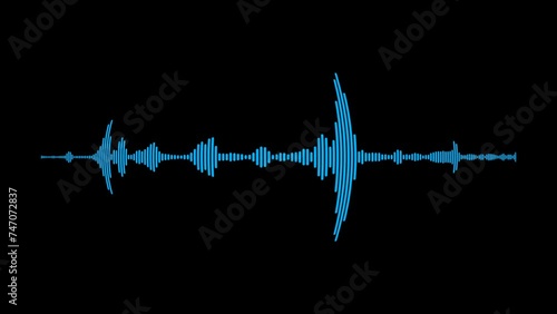 Blue bars bulge audio motion graph with alpha channel. photo