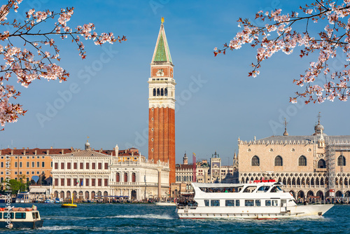 Venice cityscape with St. Mark's campanile in spring, Italy photo