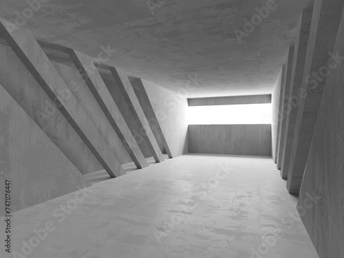 Abstract empty concrete interior. Minimalistic dark room design template