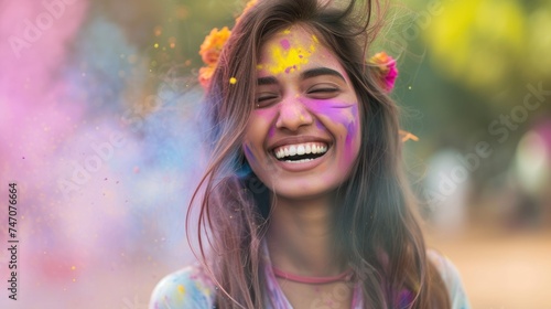 The Colorful Woman with a Smile. Fictional Character Created By Generated By Generated AI.