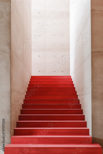 Red stairs in a big building