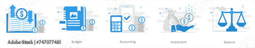 A set of 5 mix icons as ledger, budget, accounting