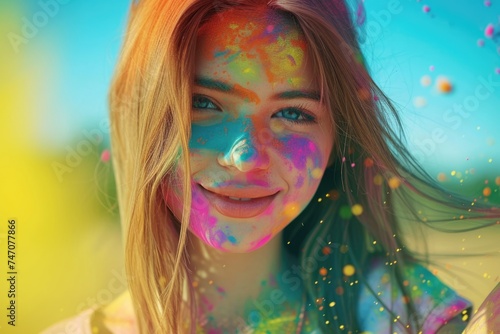 Colorful and Smiling Beauty. Fictional Character Created By Generated By Generated AI.