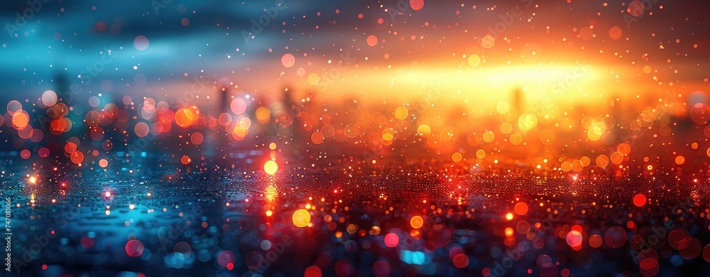 Vibrant Twilight Bokeh of Sprawling Urban Cityscape Vibrant Twilight Bokeh of Sprawling Urban Cityscape