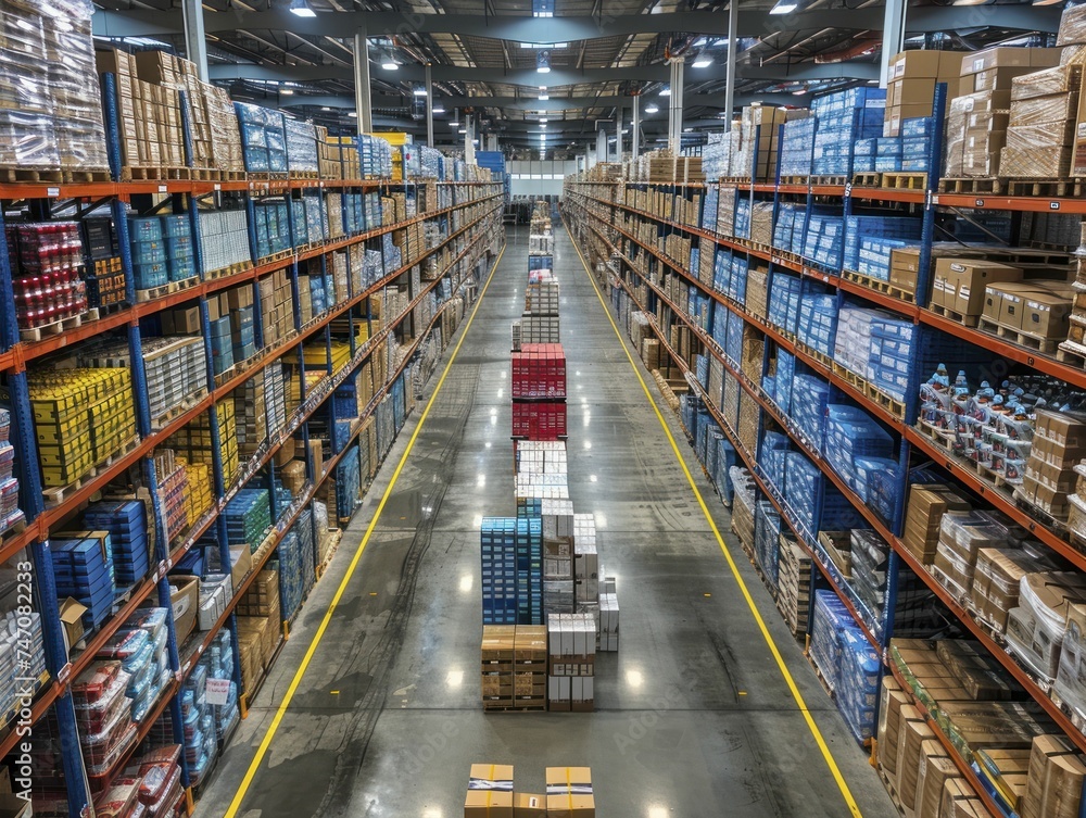 Navigating the structured disorder of a factory's logistics hub, items travel precisely towards consumers.