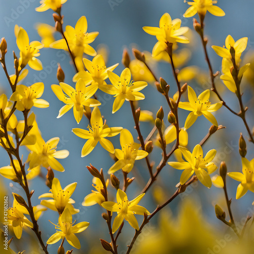 yellow flowers on blue sky