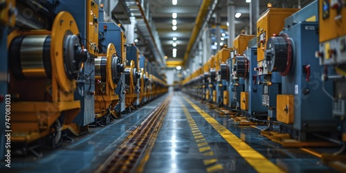 Rows of machines stand idle during maintenance, a temporary pause in the relentless rhythm of production.