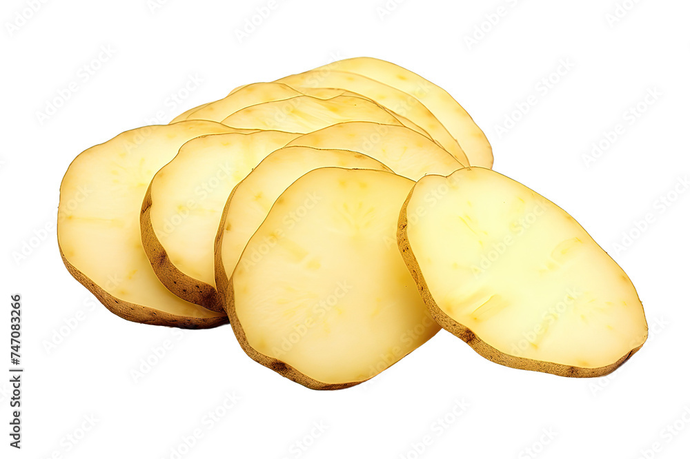 Chopped potato with clipping path isolated on PNG Background. Generative Ai.