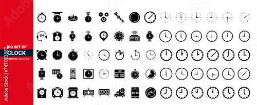 clocks icon, Time and clock set of icon. time icon, icon clock, line art clock.