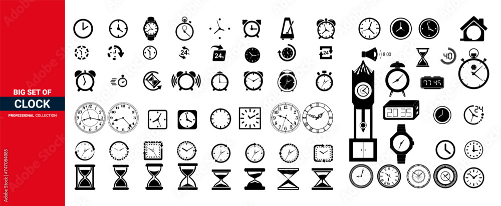 clocks icon, Time and clock set of icon. time icon, icon clock, line ...