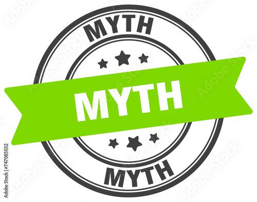 myth stamp. myth label on transparent background. round sign