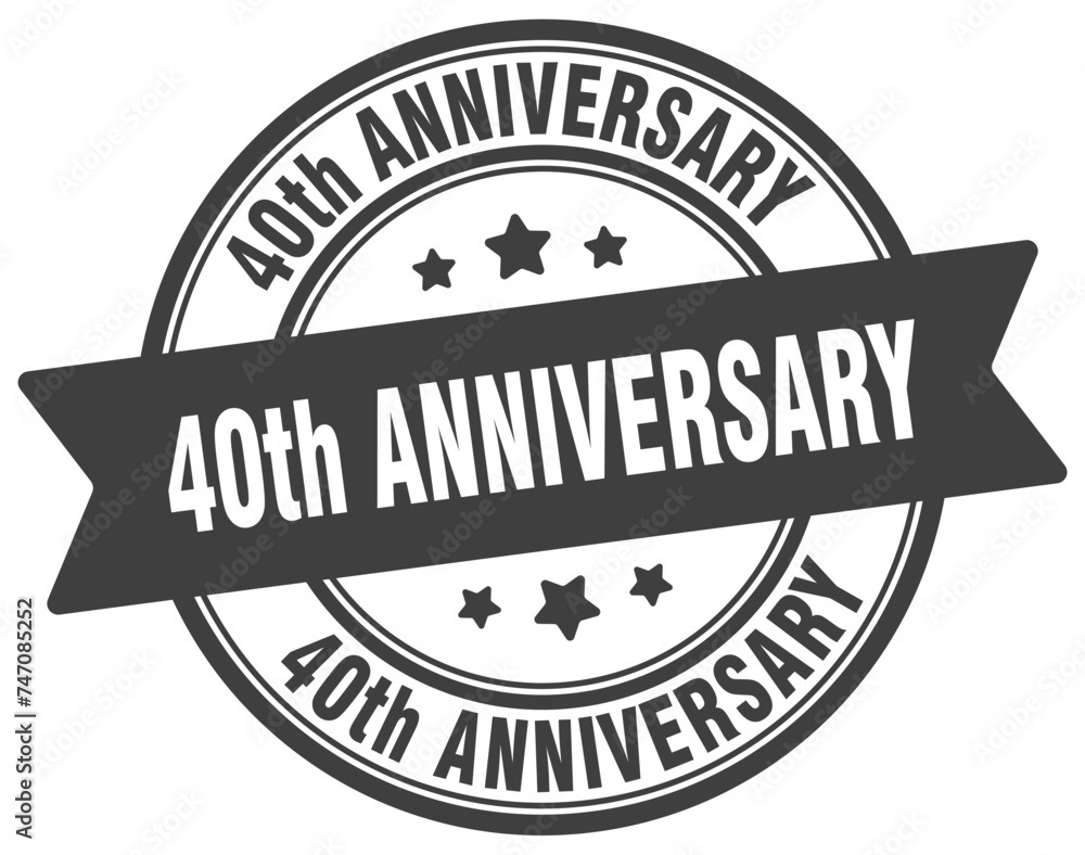 40th anniversary stamp. 40th anniversary label on transparent background. round sign