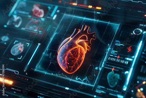 Medical technology concept - Futuristic medical interface displaying human heart © anaumenko